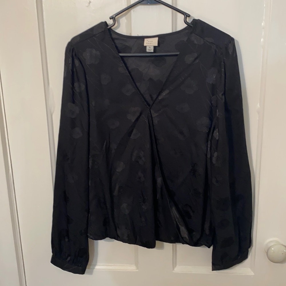 A New Day Black Floral Blouse